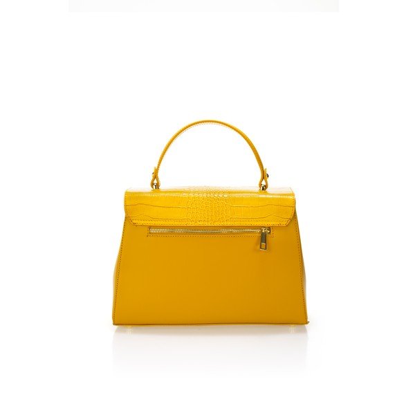 Geantă din piele Federica Bassi Maria, galben-image-2