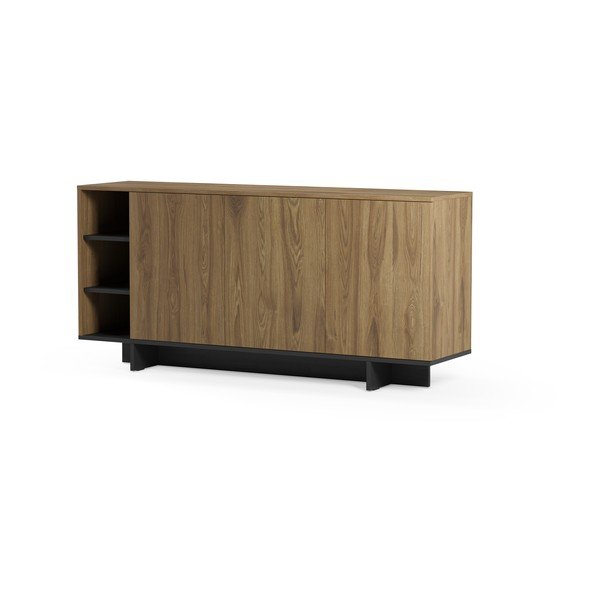 Dulap negru/în culoare naturală cu aspect de lemn de stejar 170x80x40 cm Cequoia – Marckeric-image-2