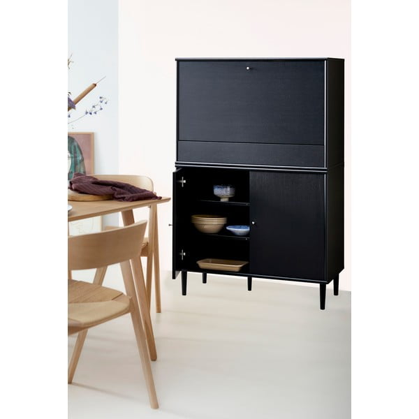 Dulap de vinuri negru în decor de frasin 89x136 cm Mistral - Hammel Furniture-image-2