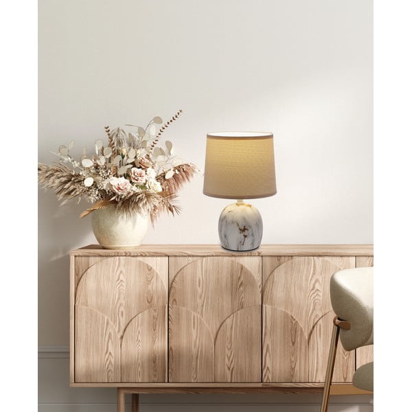 Veioză crem cu abajur textil (înălțime 25 cm) Adelina – Candellux Lighting-image-1