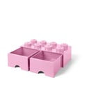 Cutie depozitare cu 2 sertare LEGO®, roz deschis