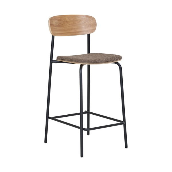 Scaun de bar negru/maro stivuibil cu aspect de lemn de frasin (înălțime șezut 66 cm) Estepona – House Nordic