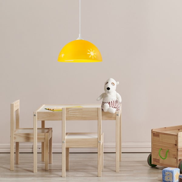 Lustră pentru copii galben ocru cu abajur din sticlă ø 30 cm Day & Night – LAMKUR-image-2