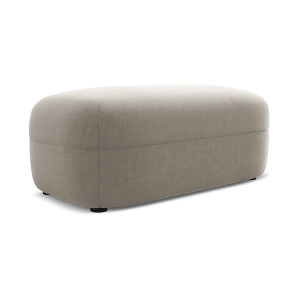 Taburet bej cu tapițerie din catifea Moana – Makamii-image-1