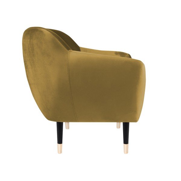 Fotoliu Mazzini Sofas AMELIE cu picioare negre, galben muștar-image-3