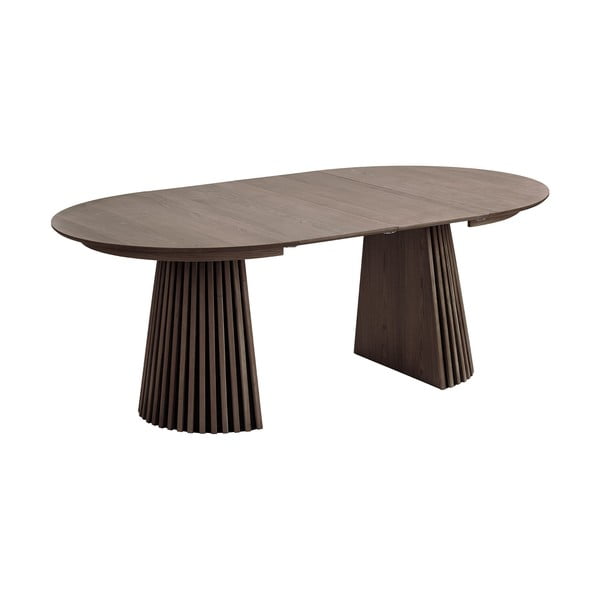 Masă de dining rotundă extensibilă cu blat cu aspect de lemn de stejar ø 120 cm Osaka – House Nordic-image-2