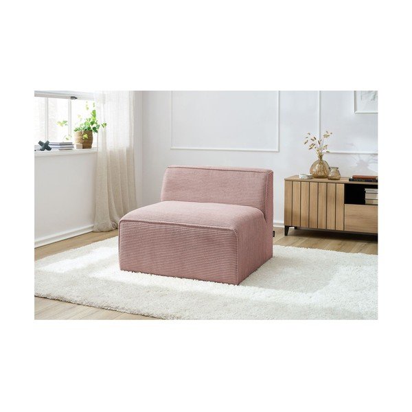 Modul pentru canapea modulară roz cu tapițerie din catifea reiată  (de mijloc) Megeve – Bobochic Paris-image-1