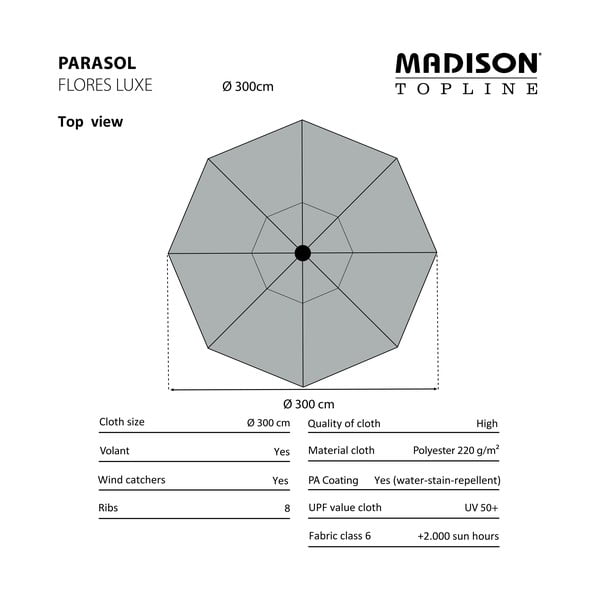 Umbrelă de soare albastră ø 300 cm Flores - Madison-image-2