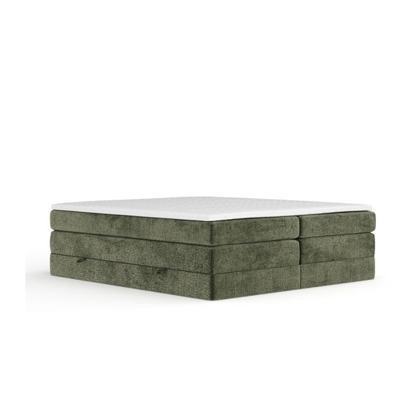 Pat boxspring verde închis cu spațiu de depozitare/fără tăblie 180x200 cm Juniper – Maison de Rêve