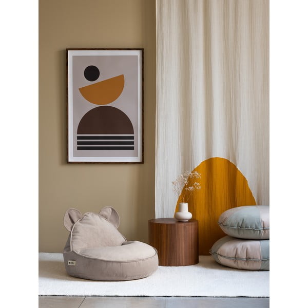 Fotoliu puf pentru copii bej cu tapițerie din catifea Bear – Wigiwama-image-3
