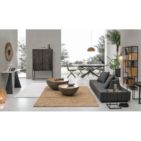 Măsuță de cafea gri/în culoare naturală rotundă din metal ø 90 cm Lancaster – Bizzotto-image-4