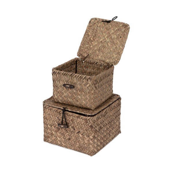 Set 2 coșuri depozitare din stuf Compactor Lidwhite, maro închis-image-2