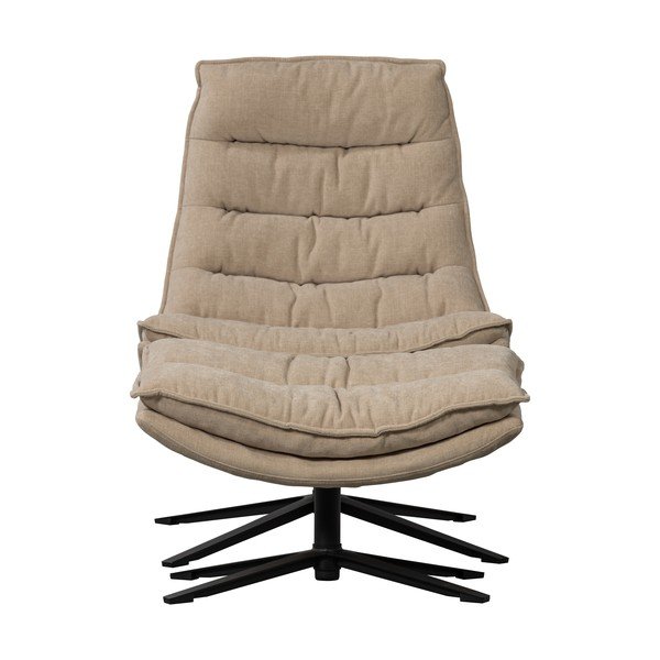 Fotoliu cu taburet în culoare naturală pivotant cu tapițerie din chenille Kube – WOOOD-image-3