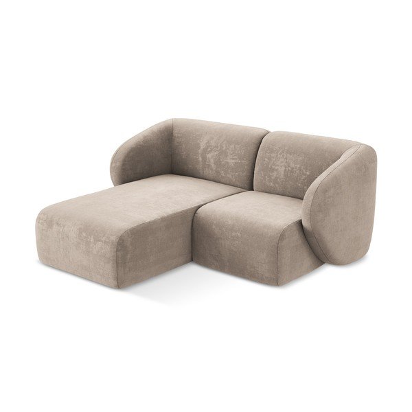 Colțar maro deschis cu tapițerie din chenille (cu colț pe partea stângă/cu șezlong) Lani – Makamii-image-2