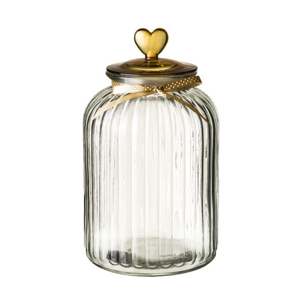 Recipient din sticlă cu capac Unimasa Heart, 5,4 l, auriu