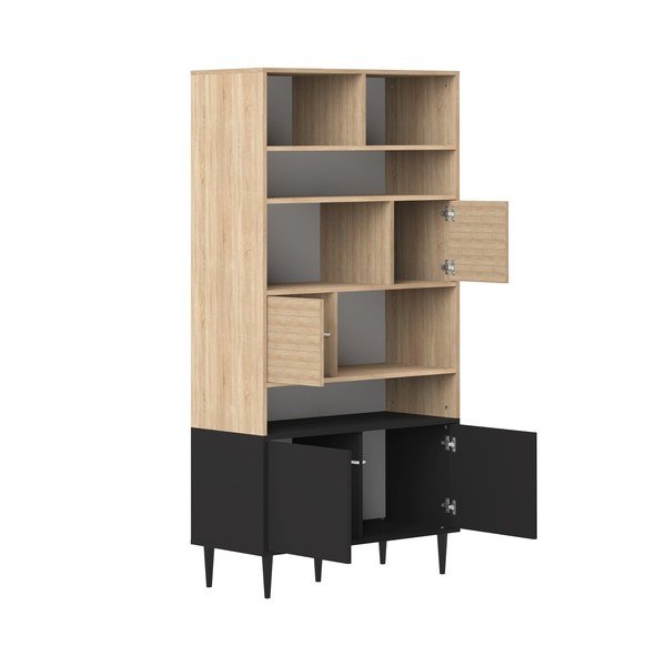 Bibliotecă neagră cu aspect de stejar 90x180 cm Horizon - TemaHome -image-3
