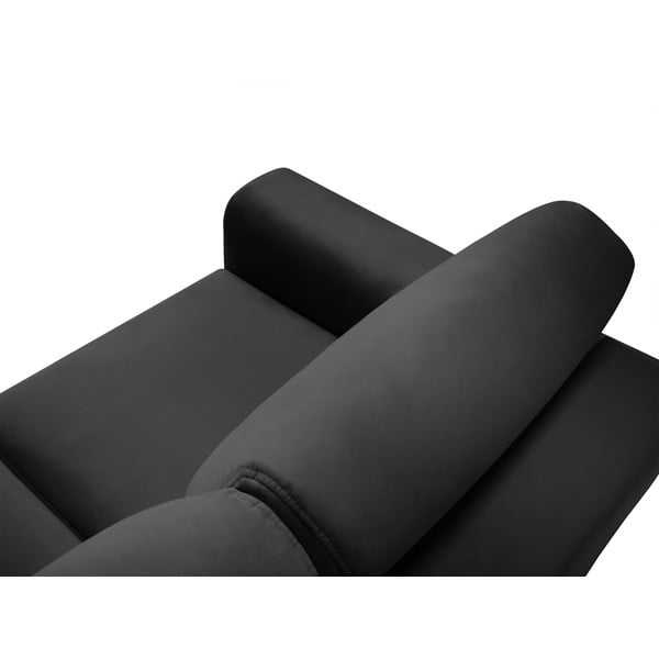 Colțar gri închis extensibil, cu spațiu de depozitare cu tapițerie din catifea Kyoto – Cosmopolitan Design-image-4