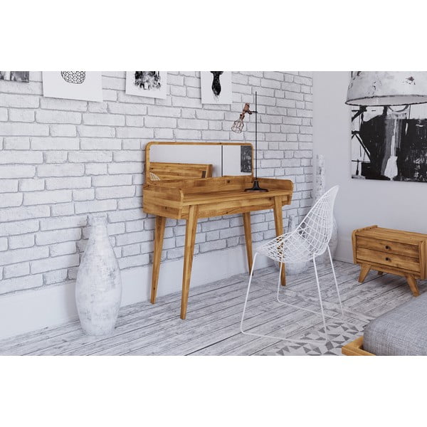 Măsuță de toaletă din stejar cu oglindă 110x45 cm Retro - The Beds-image-1