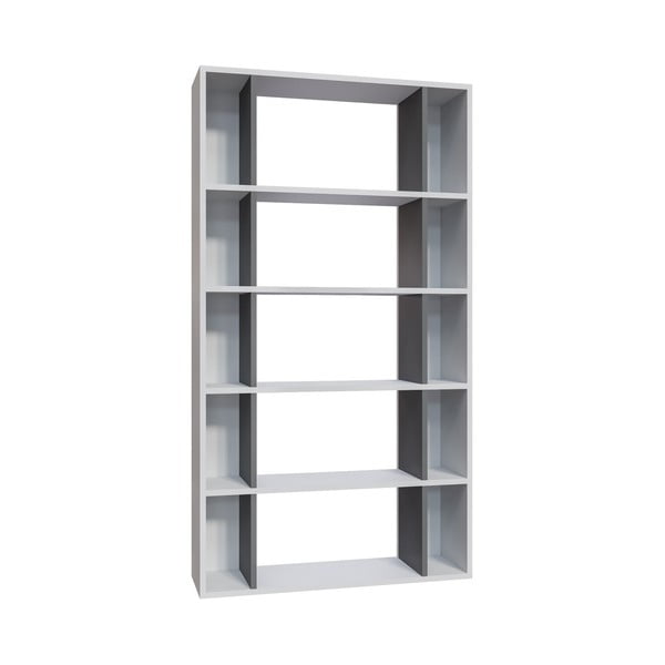 Bibliotecă albă/gri 90x164 cm Sanborn – Kalune Design