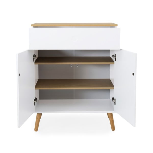 Dulap cu detalii în decor de stejar Tenzo Dot, lățime 79 cm, alb-image-3