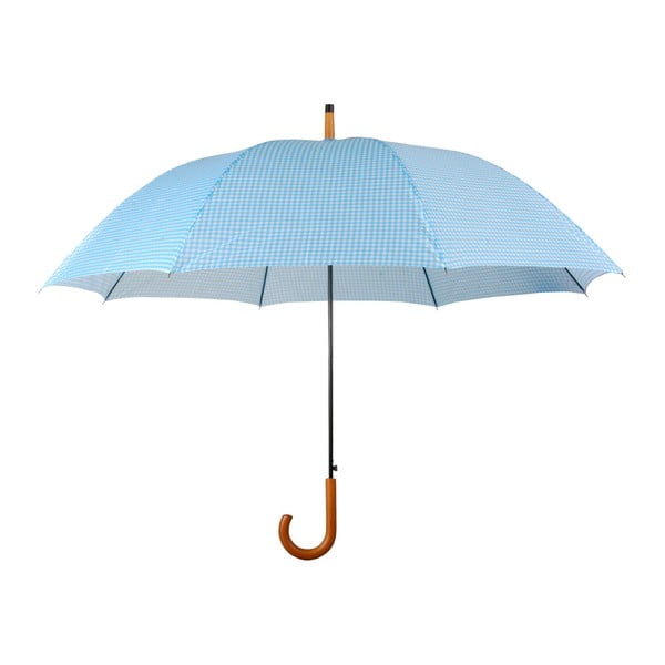 Umbrelă cu mâner din lemn Esschert Design Rain, albastru deschis