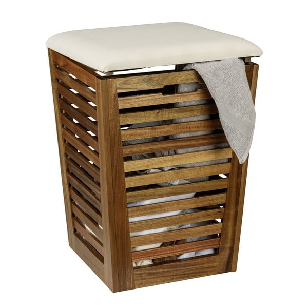 Coș de rufe în culoare naturală închisă din lemn 55 l Fondi – Wenko