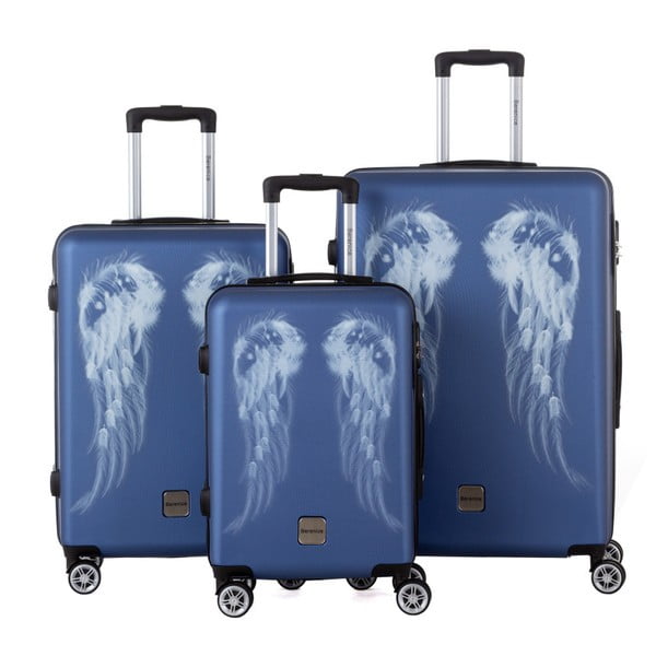 Set 3 trolere cu roți Berenice Wings, albastru