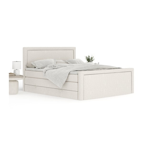 Pat boxspring bej cu spațiu de depozitare 180x200 cm Lavenda – Maison de Rêve-image-3