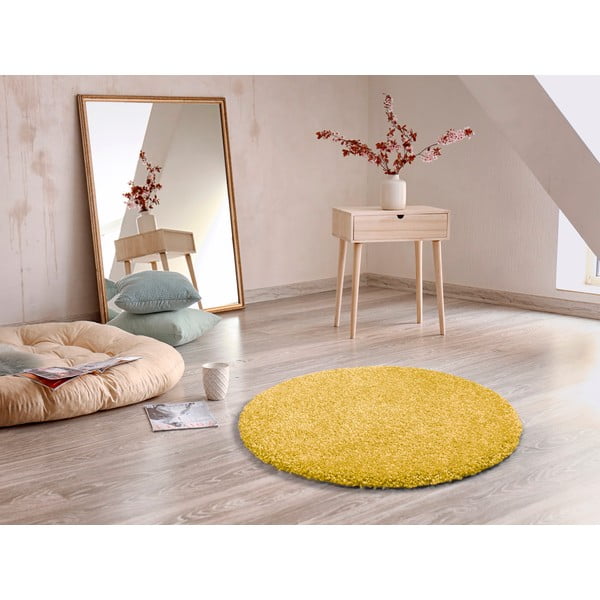 Covor rotund Universal Aqua Liso, ø 100 cm, galben-image-1