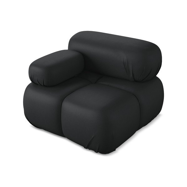 Modul pentru canapea modulară negru cu tapițerie din imitație de piele (cu colț pe partea stângă) Lokua – Makamii-image-3