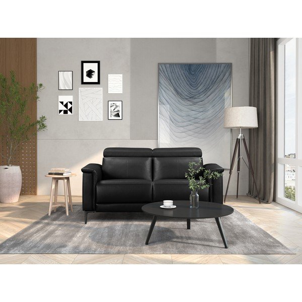 Canapea neagră cu tapițerie din imitație de piele 160 cm Lund – Støraa-image-1