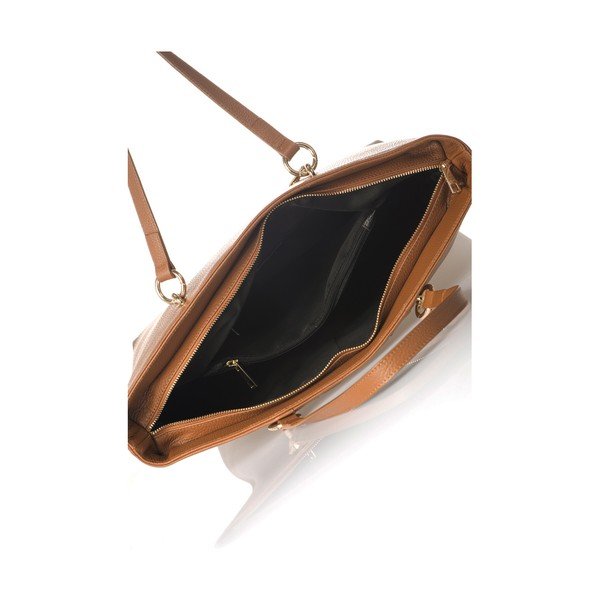 Geantă din piele Federica Bassi Cognac, maro coniac-image-2