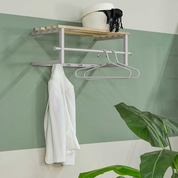 Cuier de perete în culoare naturală/taupe cu raft din metal 76 cm Marco – Spinder Design-image-4