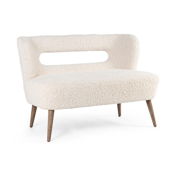 Canapea crem cu tapițerie din blană artificială 115 cm Cortina – Bizzotto-image-2