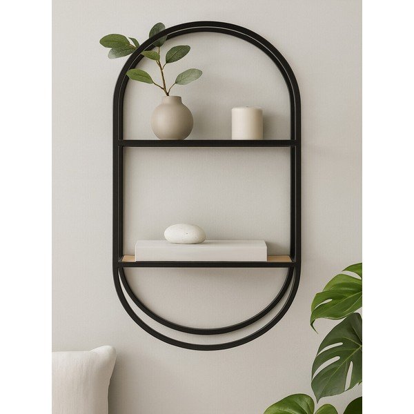 Raft negru/în culoare naturală etajat din metal 35 cm Mataram – Premier Housewares-image-2