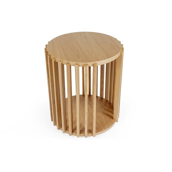 Măsuță auxiliară din lemn de stejar Woodman Drum, ø 53 cm-image-3
