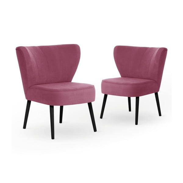 Set 2 scaune cu picioare negre My Pop Design Hamilton, roz fucsia