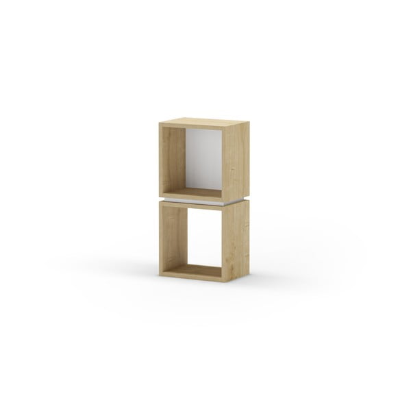 Bibliotecă albă/în culoare naturală cu aspect de lemn de stejar 32x66 cm Lofty – Marckeric-image-2