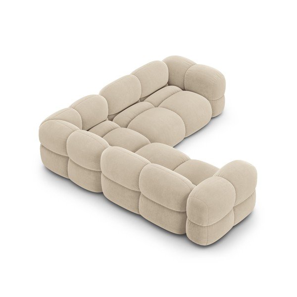 Colțar bej cu tapițerie din catifea Loretto – Cosmopolitan Design-image-4