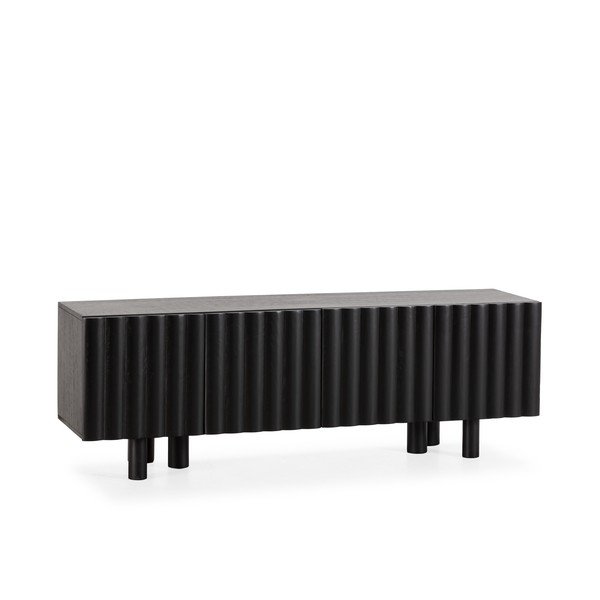 Comodă TV neagră din lemn de mango 160x55x40 cm Tamira – MOME