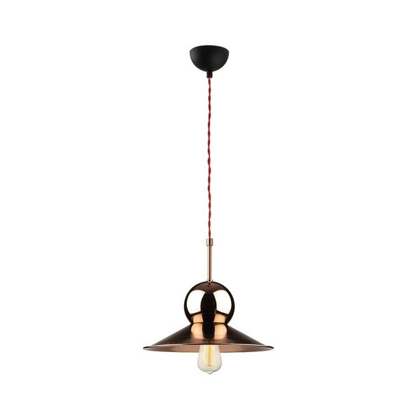 Lustră metalică cu abajur arămiu Opviq lights Stathis, negru-image-3