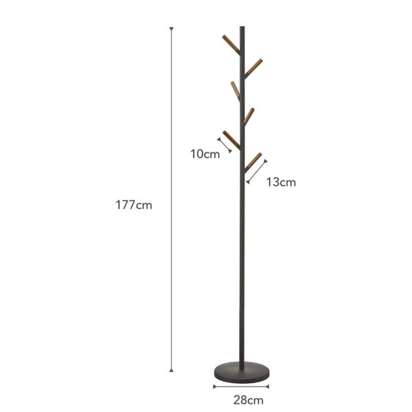 Cuier cu detalii din lemn de fag YAMAZAKI Plain Pole Hanger, negru-image-2