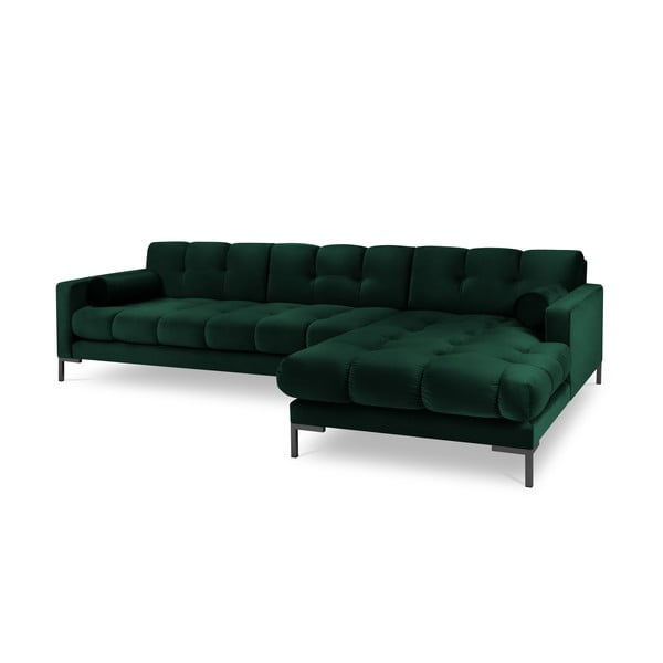 Colțar din catifea cu extensie pe partea dreaptă Cosmopolitan Design Bali, verde închis-image-2