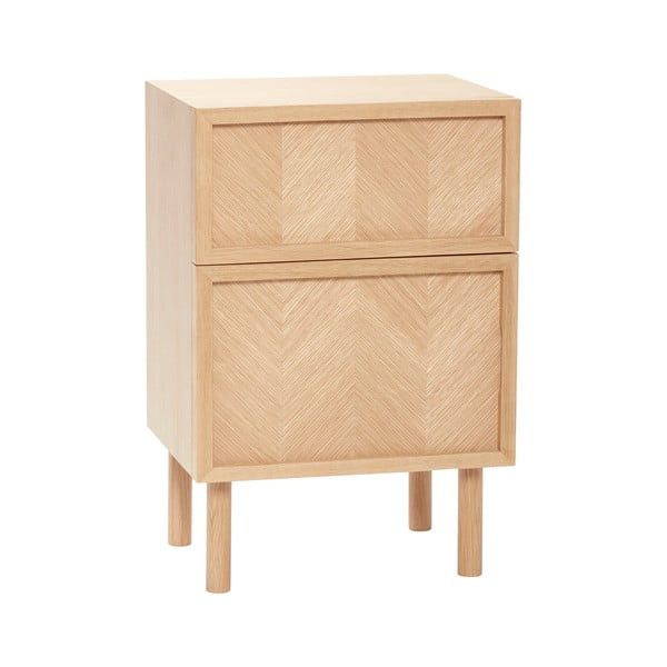 Noptieră în culoare naturală din lemn de stejar Herringbone – Hübsch