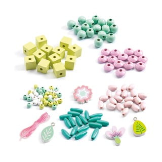 Set creativ pentru confecționat bijuterii Djeco „Flori pastelate”