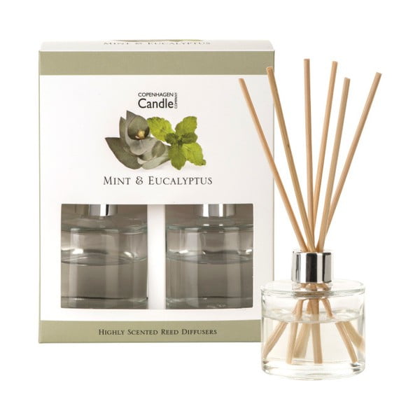 Set 2 difuzoare parfum Copenhagen Candles Mint & Eucalyptus, 40 ml