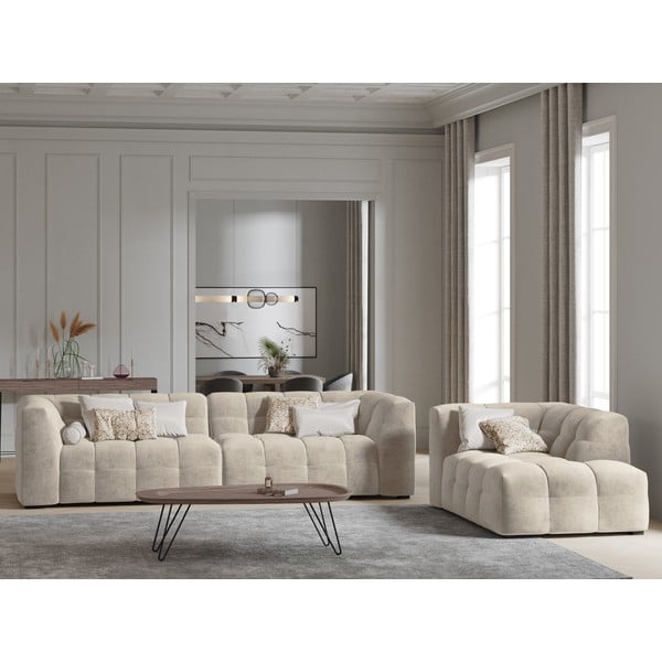 Canapea cu tapițerie din catifea Windsor & Co Sofas Vesta, 280 cm, bej-image-1