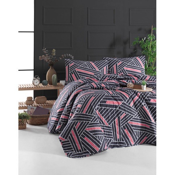 Cuvertură de pat cu 2 fețe de pernă din bumbac ranforce Mijolnir Magnolia, 225 x 240 cm-image-1