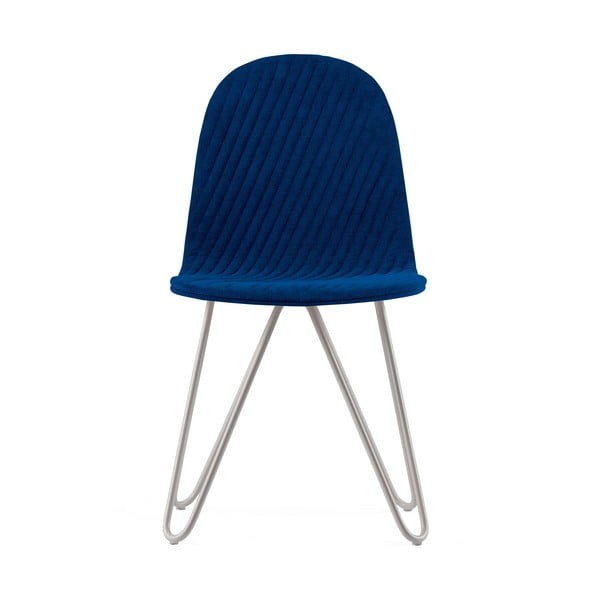 Scaun cu picioare metalice Iker Mannequin X Stripe, albastru închis