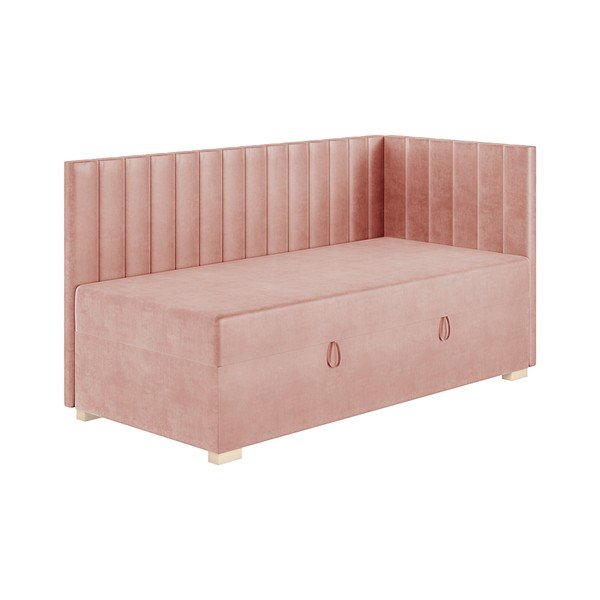 Pat pentru copii  roz pe colț cu spațiu de depozitare cu saltea 90x200 cm Snugi – Ghado-image-4